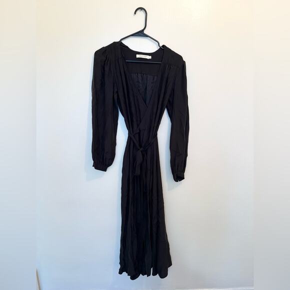 Christy Dawn Elsa Silk wrap Dress rare black silk long sleeve fall boho bohemian - Picture 4 of 12